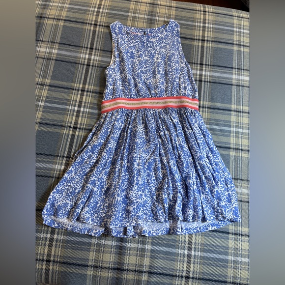 Mini Boden Girls Dress Floral 7/8 White Blue Floral Motif - Picture 1 of 6